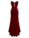 Robe bustier baleinée fendue en velours bordeaux des années 1980