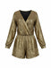 Combishort à manches longues et col en V à sequins années 1970