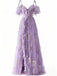 Robe fendue tulle fleurs rose 1970s