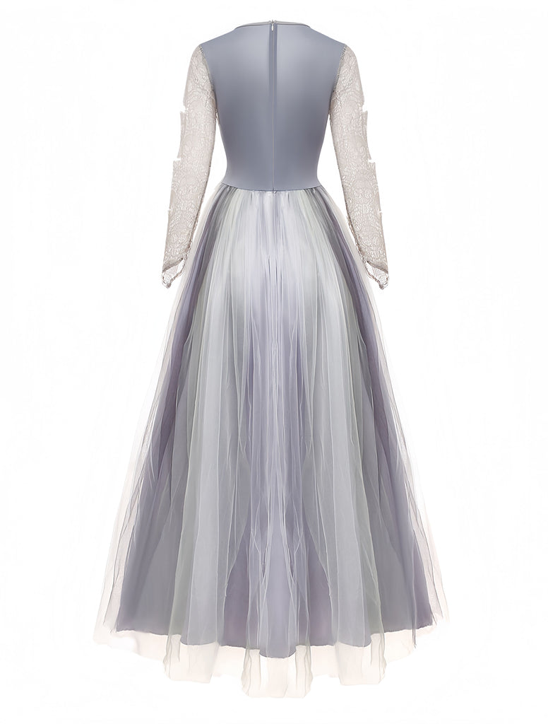 Robe grise en maille style mariée fantôme d'Halloween des années 1930