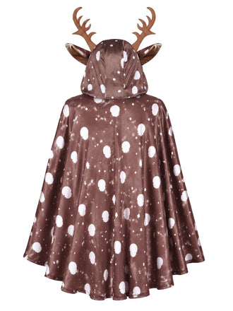 Cape de Noël à capuche à motif renne tacheté Années 1950 - 2