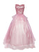 Robe princesse rose à paillettes et tulle superposé des années 1970