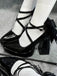 Chaussures Mary Jane noires à bout pointu et brides croisées aux chevilles - 4