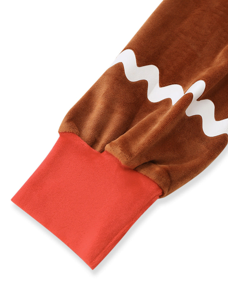Combinaison Marron Pain d’Épices à Capuche et Fermeture Éclair Devant Années 1960 - 4