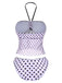 Ensemble tankini rose à pois et nœud années 1950