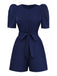 Combinaison bleu marine unie à ceinture années 1980