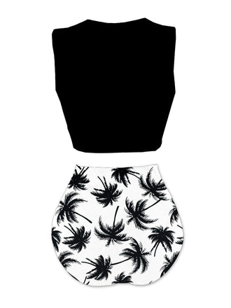 Ensemble tankini squelette de plage avec nœud sur le devant années 1980