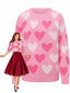 Pull rose perles en forme de cœur années 1950