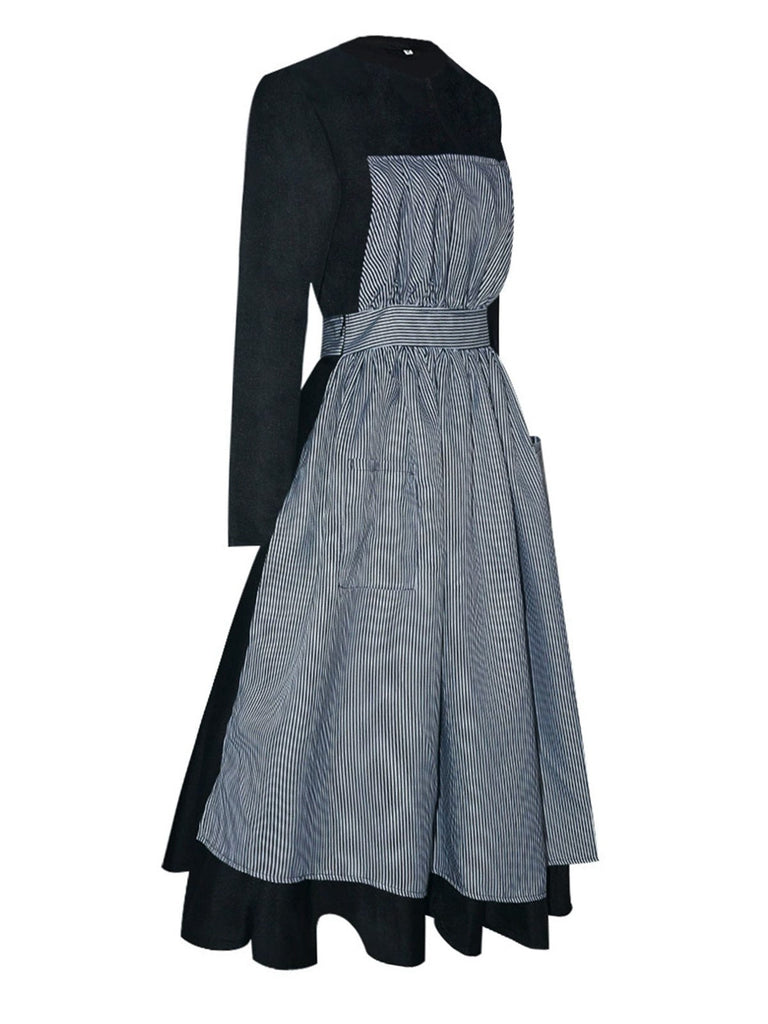 Robe noire à rayures Maria La Mélodie du bonheur des années 1950