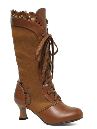 Bottines brogues vintage à lacets et talon mi-haut