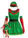 Ensemble robe sapin de Noël verte des années 1980