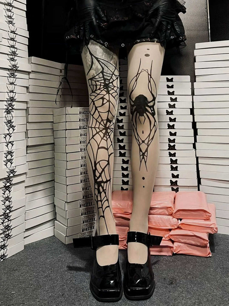 Bas gothiques en toile d'araignée pour Halloween