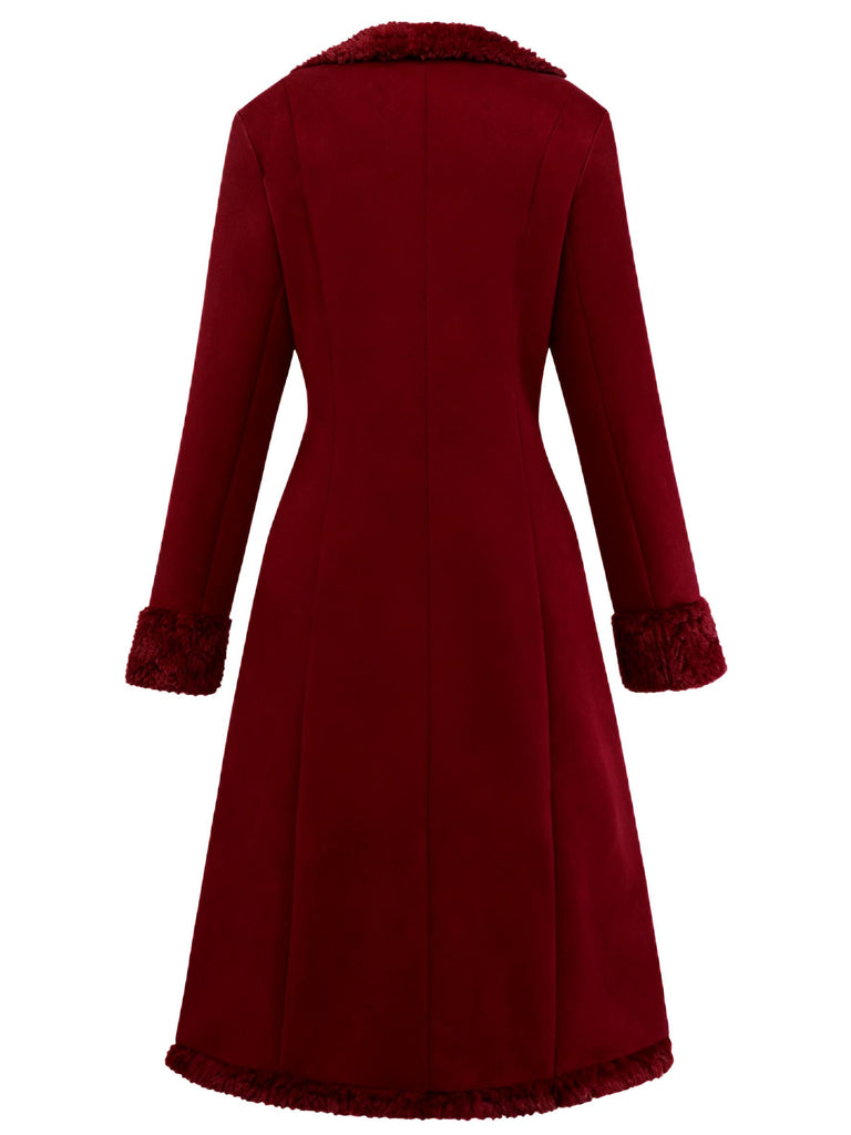 Manteau mi-long en suédine col revers uni des années 1930