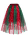 [Prévente] Ensemble 2 pièces haut en fourrure à épaules dénudées et jupe en tulle à flocons de Noël Années 1950 - 10