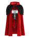 Ensemble body rouge en velours à nouer et cape à capuche Années 1940 - 4