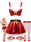 Ensemble Lingerie de Noël Rouge Métallisée à Fourrure et Nœud Années 1950