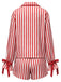 [Prévente] Ensemble pyjama avec short à rayures verticales rouges et blanches et rubans Années 1950 - 2