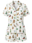 [Prévente] Ensemble de pyjama blanc manches courtes motifs Noël années 1970