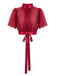 Ensemble Robe Crayon Bordeaux Froncée à Fines Bretelles et Haut Transparent Années 1960 - 6