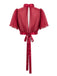 Ensemble Robe Crayon Bordeaux Froncée à Fines Bretelles et Haut Transparent Années 1960 - 7