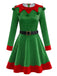 Ensemble robe déguisement lutin de Noël vert Années 1950 - 2