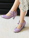 Chaussures à talons hauts en cuir massif à brides et nœuds vintage