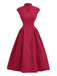 Robe À Ligne A Rouge Manches Courtes Col Montant Années 50