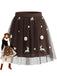 Jupe de Noël marron en tulle à pois et rennes Années 1960 - 1