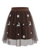 Jupe de Noël marron en tulle à pois et rennes Années 1960 - 3