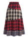 Jupe longue à carreaux patchwork et taille élastique Années 1940 - 2