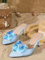Sandales talons aiguilles motif floral 3D et bout pointu