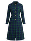 Manteau vert carreaux manches longues et boutonnage simple années 1940