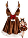 [Prévente] Nuisette de Noël Marron Clair en Velours à Nœud Années 1960 - 1