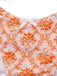 Ensemble tankini orange à imprimé floral et décolleté en V profond années 1970