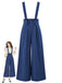 Pantalon bleu marine à fines rayures, jambes larges, bretelles et poches Années 1950 - 1