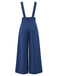 Pantalon bleu marine à fines rayures, jambes larges, bretelles et poches Années 1950 - 3