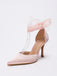 Vintage Satin Ruban Bout Pointu Talons Hauts 12