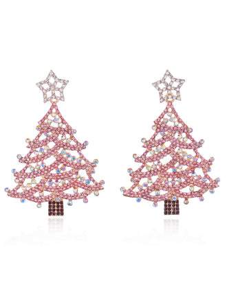 Puces d’Oreilles Roses Sapin de Noël à Étages - 1