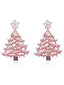 Boucles d'oreilles puces sapin Noël roses plusieurs niveaux