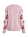 Pull rose en maille à ours en peluche et nœud de Noël Années 1960 - 3