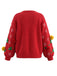 Pull Rouge de Noël à Col Rond, Sapin, Flocons et Pompons Années 1980 - 2