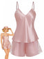 Ensemble pyjama satin dentelle unie 1960s