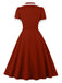 Robe à Col V Fendu, Passepoil Contrasté et Poches Années 1950 - 2