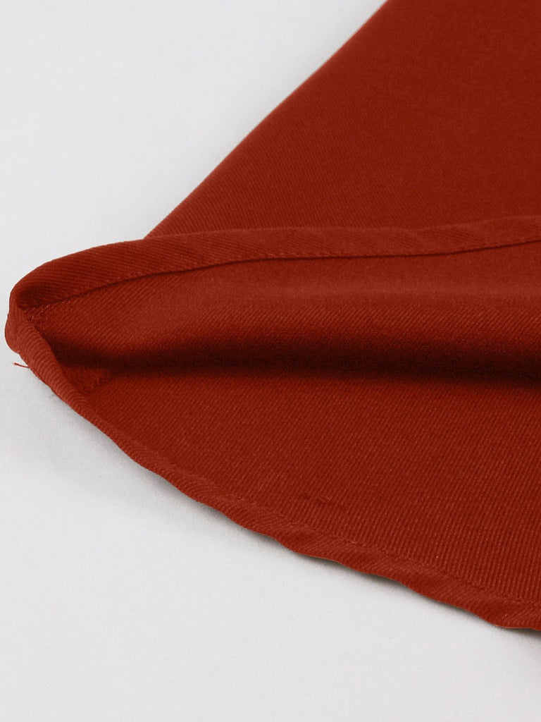 Robe à Col V Fendu, Passepoil Contrasté et Poches Années 1950 - 7