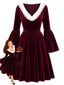 [Prévente] Robe velours rouge vin manches évasées années 1950