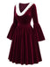 [Prévente] Robe bordeaux en velours à manches évasées Années 1950 - 3