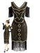 Robe Charleston à épaules dénudées, sequins et franges Années 1920 - 1