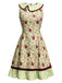 [Prévente] Robe Chartreuse à Carreaux et Cerises Rouges avec Ourlet Plissé Années 1960 - 2