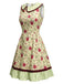 [Prévente] Robe Chartreuse à Carreaux et Cerises Rouges avec Ourlet Plissé Années 1960 - 3