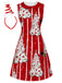 [Prévente] Robe de Noël Rouge Foncé Rayée à Col Claudine Années 1960 - 2